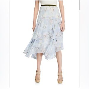 LoveShackFancy Alex Silk Tiered Midi Skirt in Blue - 2